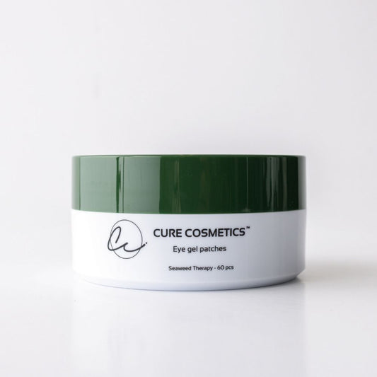 Seaweed Therapy øyemasker fra Cure Cosmetics – produktboks med 60 hydrogel eye patches som reduserer poser og rynker under øynene.